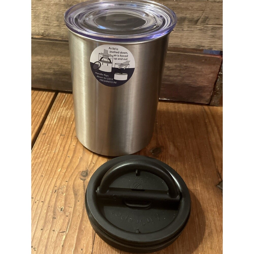 Airscape 18-8 Stainless Steel Coffee Canister 7" Airtight Storage Silver 64 Oz